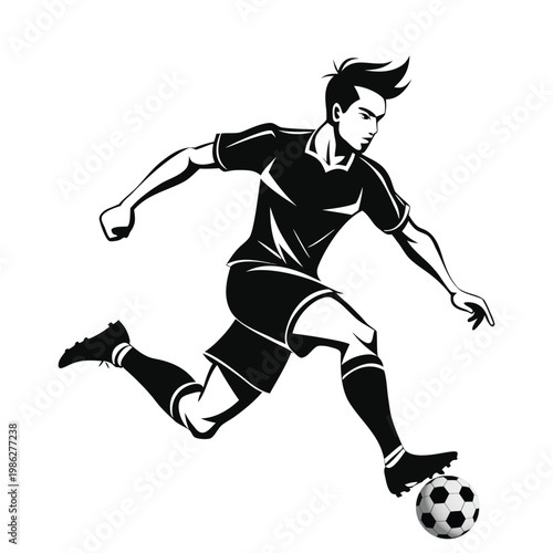 Sporty Male Football Player Dynamic Kick Illustration