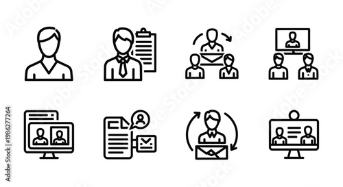 Icons representing different social and professional interactions Vector