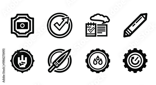 Icons representing security features and data protection concepts Vector
