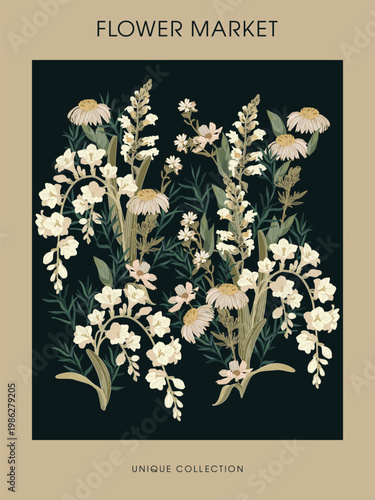  Vintage flower poster for interior decoration