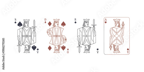 Playing Card Royalty Symbols Outline Keywords: playing card, king, jack, ace, diamond, spade