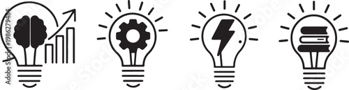 Led blub lights Vector Icons on white background
