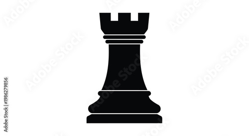 Simple black silhouette of a chess rook a strategic game piece