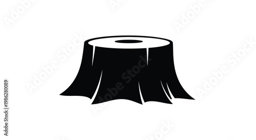 Simple black and white illustration of a recently cut tree stump