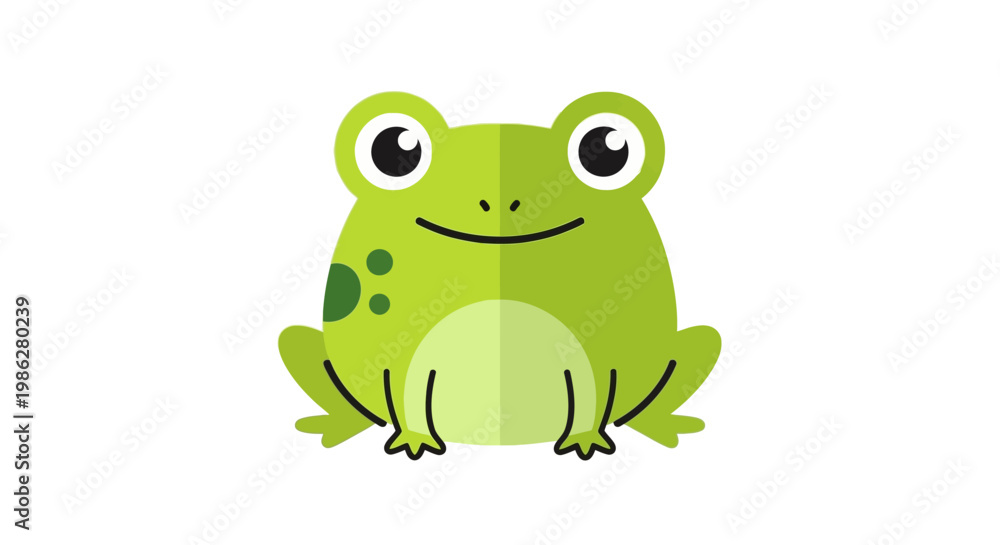 Obraz premium A cute cartoon green frog sitting.