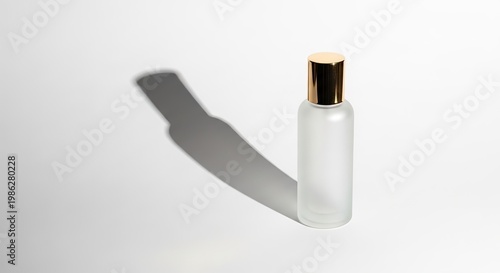 Cosmetic product bottle isolated on white surface with long shadow