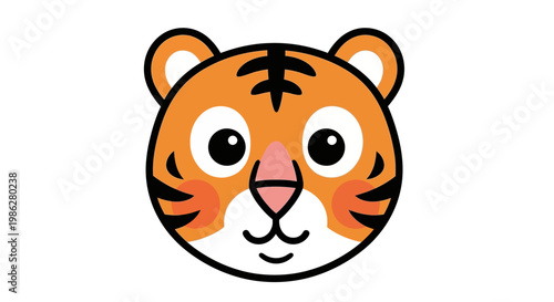 Cartoon tiger face illustration.