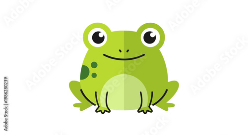 A cute cartoon green frog sitting.