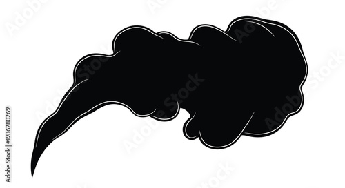 Abstract black shape resembling a cloud or smoke plume