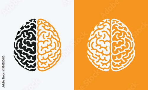 A brain with a black and white side by side
