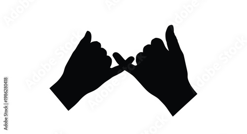Two hands forming a pinky promise gesture in a simple silhouette