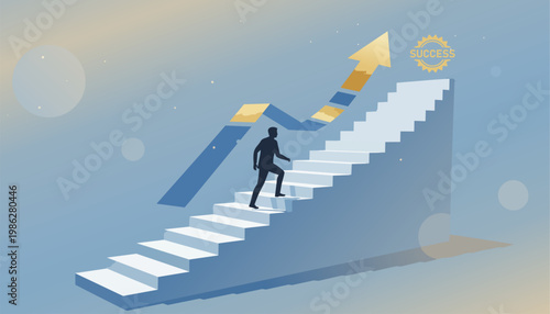 Business success staircase growth career progress concept