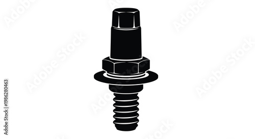 Black and white illustration of a bolt with a flanged base