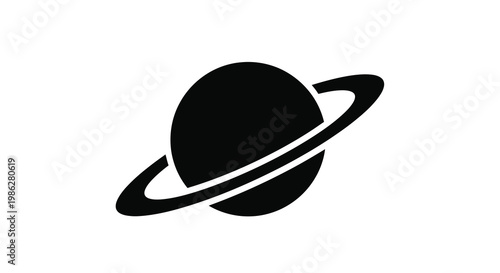Simple black silhouette depicting saturn with its prominent rings