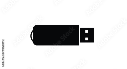 Simple black silhouette illustration of a standard usb flash drive