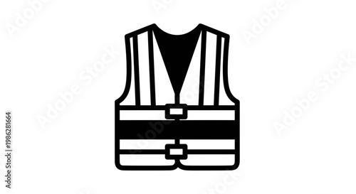 Minimalist black and white icon of a high visibility vest