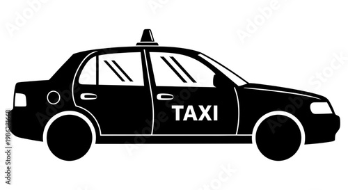 Simple black silhouette of a city taxi car side view icon