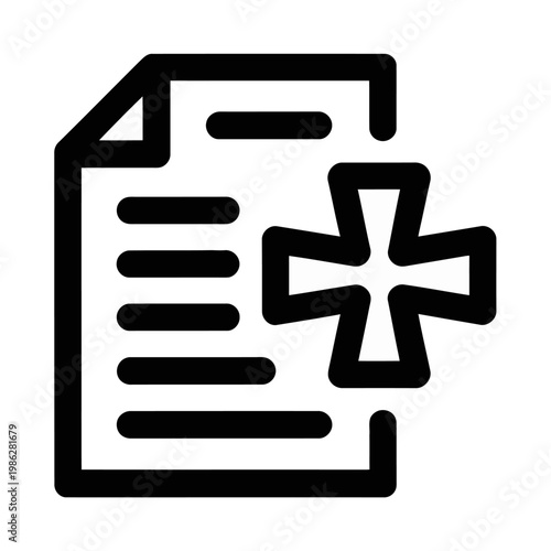 Fotografie Vector icon of a medical document with a cross symbol