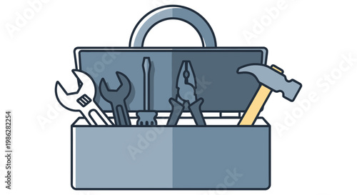 Metal toolbox filled with essential hand tools for home repairs projects