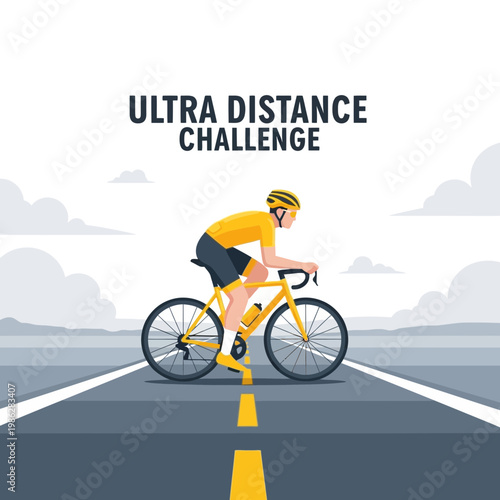 Ultra Distance Cyclist On Open Road Adventure
