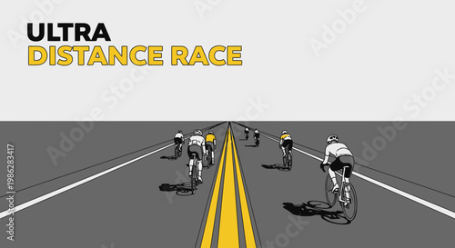 Ultra Distance Race Depicting Competitive Cycling on a Smooth Asphalt Road