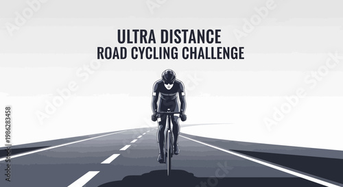 Ultra Distance Road Cycling Challenge Featuring Cyclist on Open Road for Sport Enthusiasts