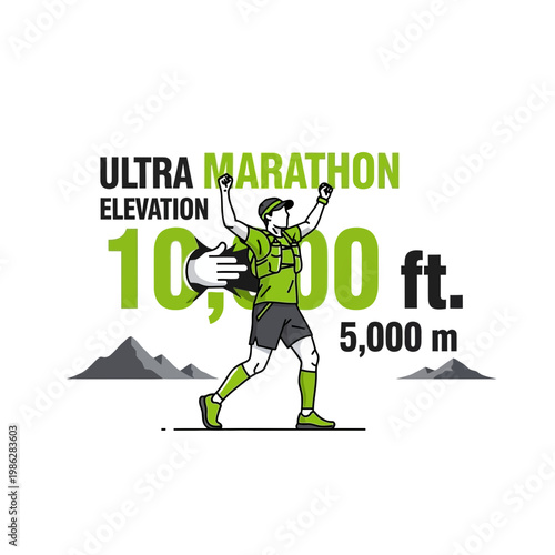 Triumphant Ultra Marathon Runner Celebrates Completion Reaching Elevation Milestone With Joy