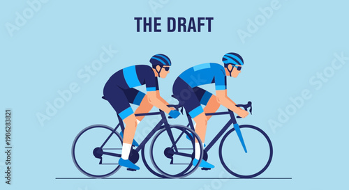 Two Cyclists Drafting In Aerodynamic Formation Side By Side
