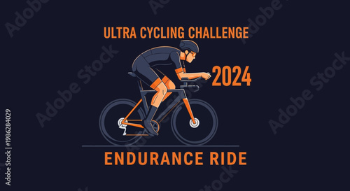 Ultra Cycling Challenge 2024: Endurance Ride Illustration in Minimalist Design