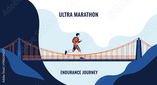 Ultra Marathon Athlete Crossing Bridge Depicting Endurance And Journey Concept Design