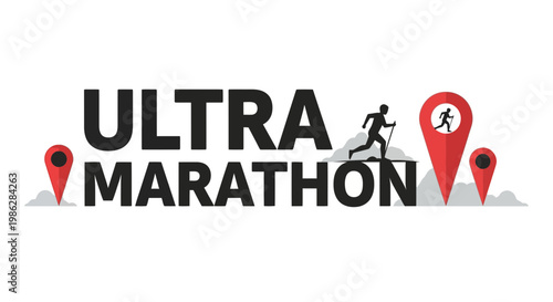 Ultra Marathon Illustration: Endurance and Navigation Depicted with Iconography