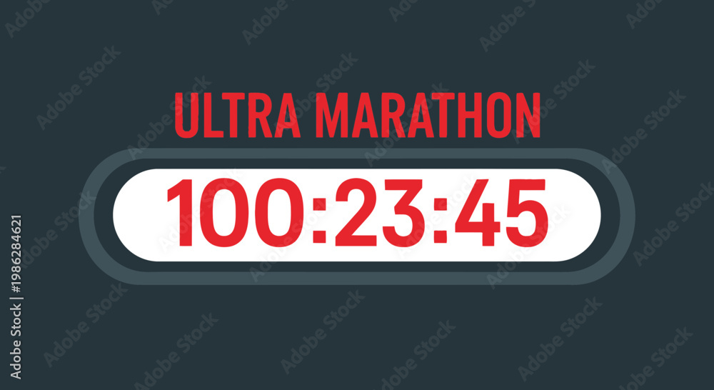 Fototapeta premium Ultra Marathon Time Display, Featuring Intense Running Race Numerical Data Presentation