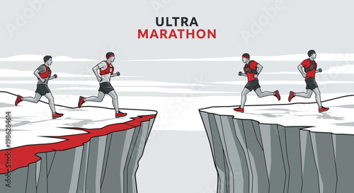 Ultra Marathon Runner Leaps Across Cliff Edge Demonstrating Endurance And Determination