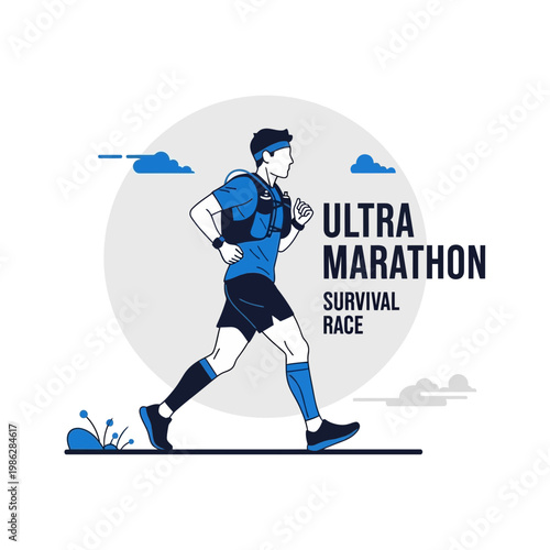 Ultra Marathon Survival Race Runner Athlete In Dynamic Motion