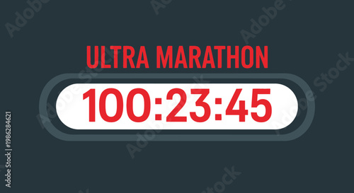 Ultra Marathon Time Display, Featuring Intense Running Race Numerical Data Presentation