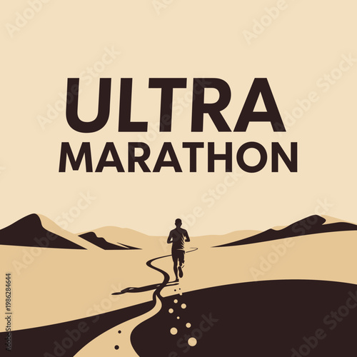 Ultra Marathon Runner Navigating Desert Terrain: Endurance, Challenge, and Triumph in Silhouette