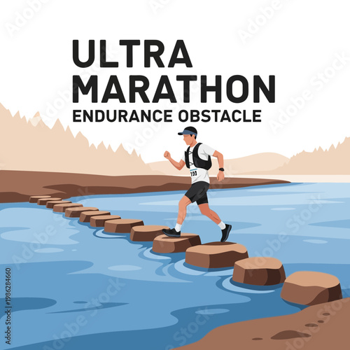 Ultra Marathon Runner Navigates Rocky Water Obstacle Course Challenge