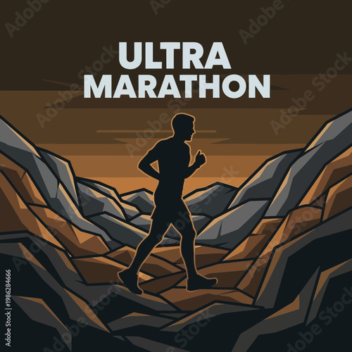 Ultra Marathon Runner Navigates Rugged Mountainous Terrain During Dusk