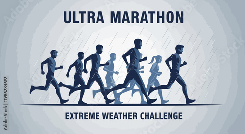Ultra Marathoners Brave Pouring Rain In Graphic Design