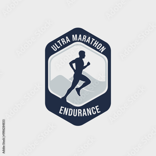 Ultra Marathon Runner Silhouette Logo Emblem For Endurance Sport Challenges