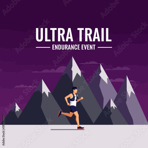 Ultra Trail Endurance Event Runner in Mountainous Landscape Amidst Nature's Challenges
