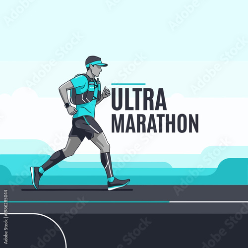 Ultra Marathon Runner, Energetic Athlete Demonstrating Endurance and Speed Against a Dynamic