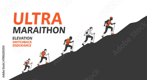 Ultra Marathon Runners Ascending Mountain: A Depiction Of Stamina, Achievement, And Competition