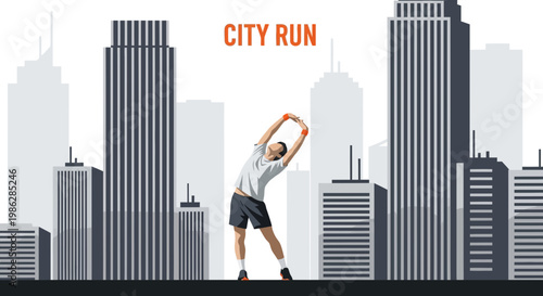 Urban Athlete Stretching Before City Run Depicting Fitness and Aspirational Lifestyle