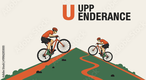 Uphill Cycling Endurance Concept Featuring Riders Climbing A Challenging Mountain