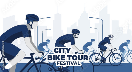 Urban Cycling Race Depicting A Dynamic City Bike Tour Festival In Full Motion