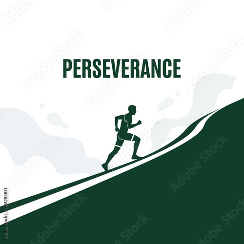 Uphill Runner Embodiment of Perseverance Reaching For Aspirational Goals and Success in Life