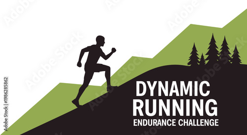 Uphill Running Silhouette Demonstrates Endurance For Dynamic Running Endurance Challenge