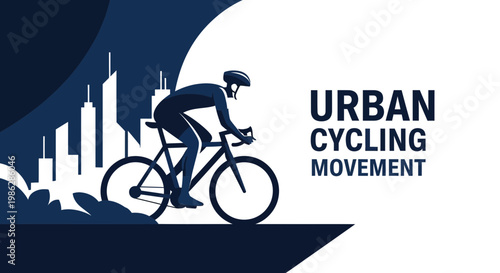Urban Cyclist Silhouette Against Cityscape Promoting Cycling Lifestyle