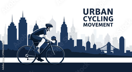 Urban Cyclist Silhouetted Against a Cityscape Signifying Active Commuting Lifestyle